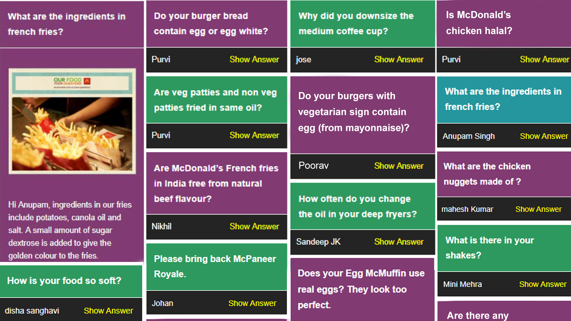McDonald's questions from public in India